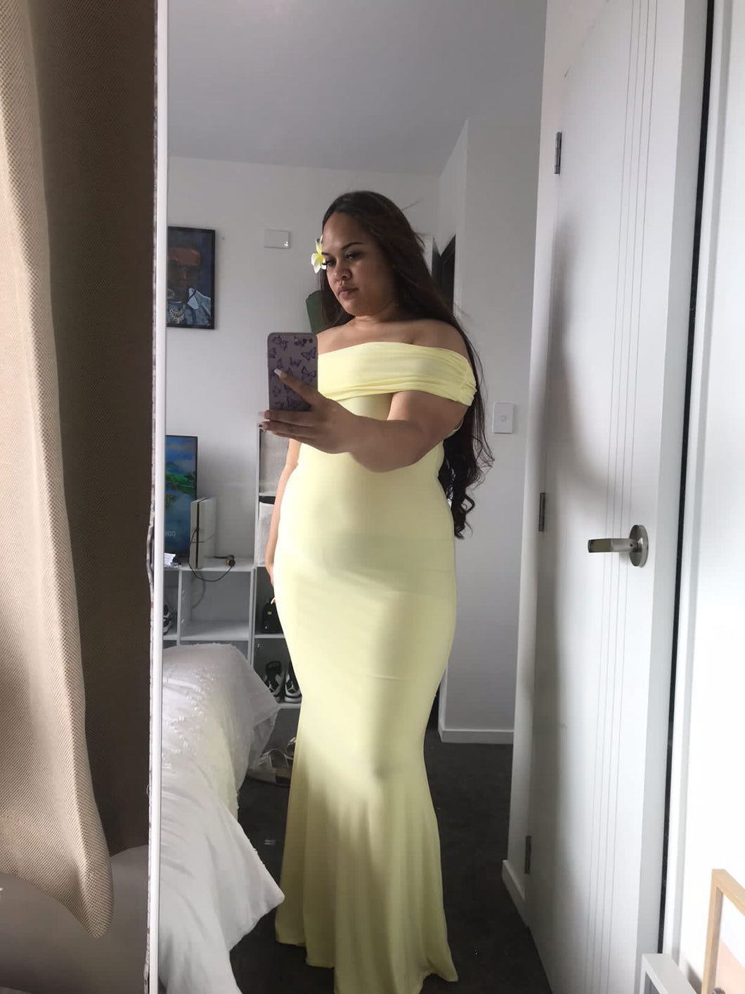 cloe yellow bardot maxi dress Cloe | Yellow Bardot Maxi Dress